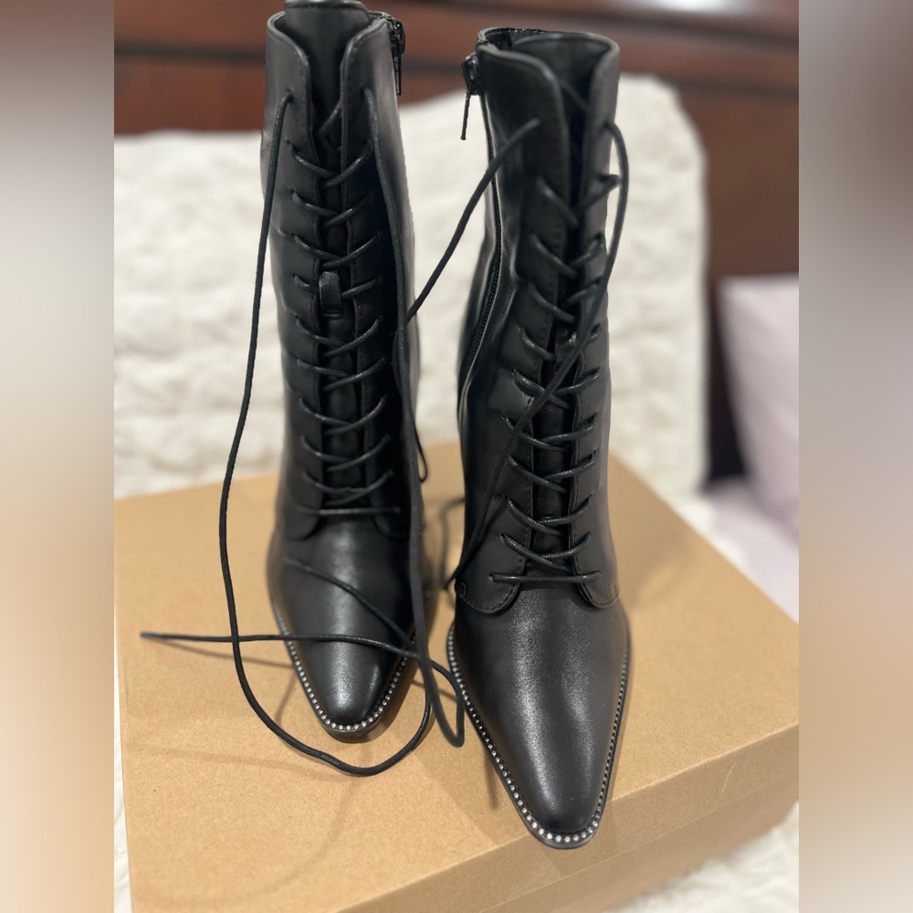 Elegant Black Lace-Up Women's Boots